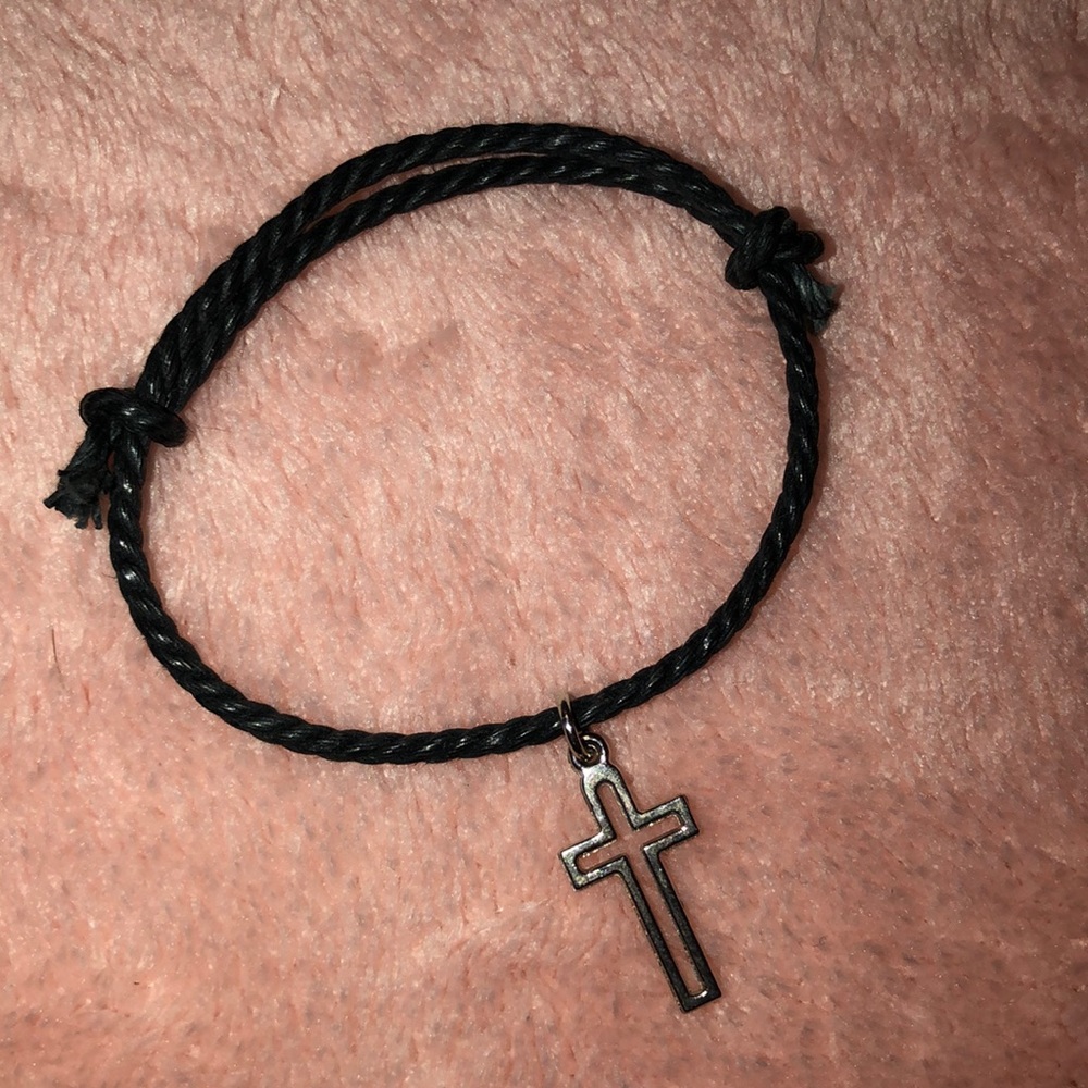 Black Rope Cross Bracelet